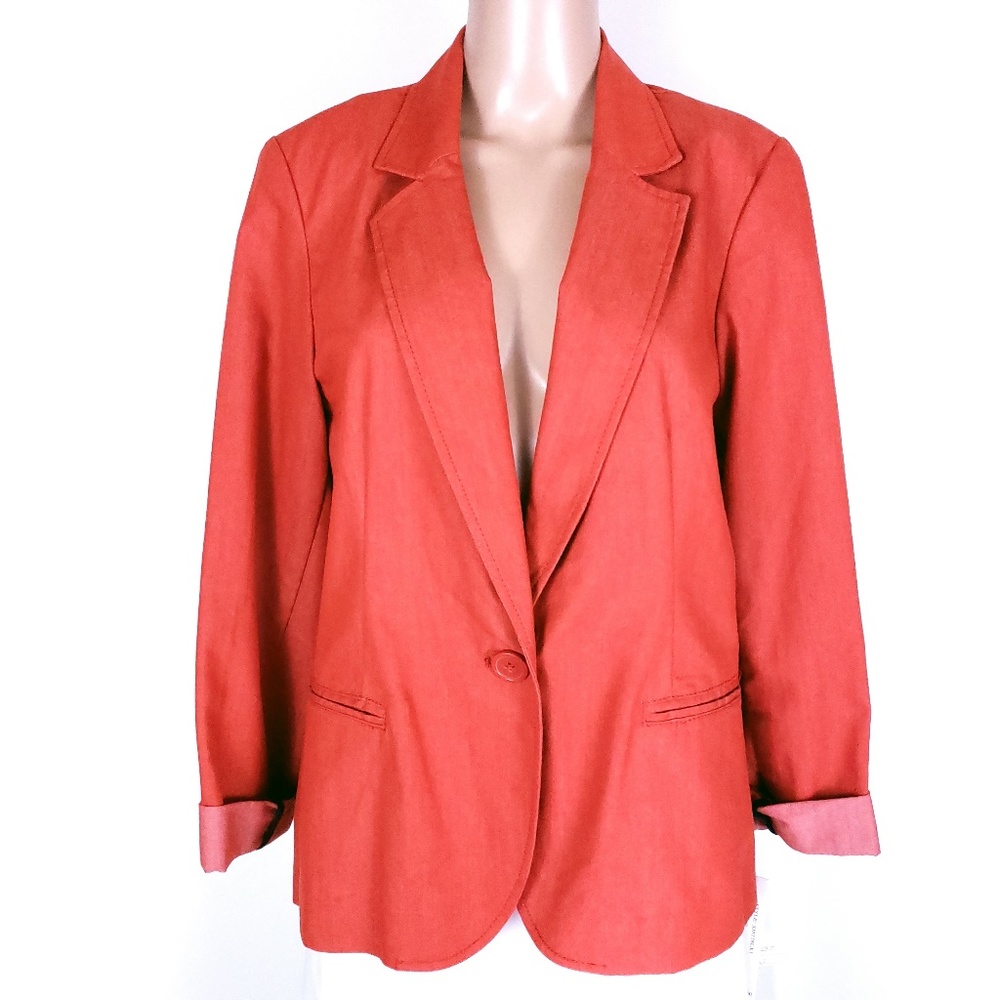 Larry Levine Women Top Blazer One Button Stretch Pockets Size 6 - NWT